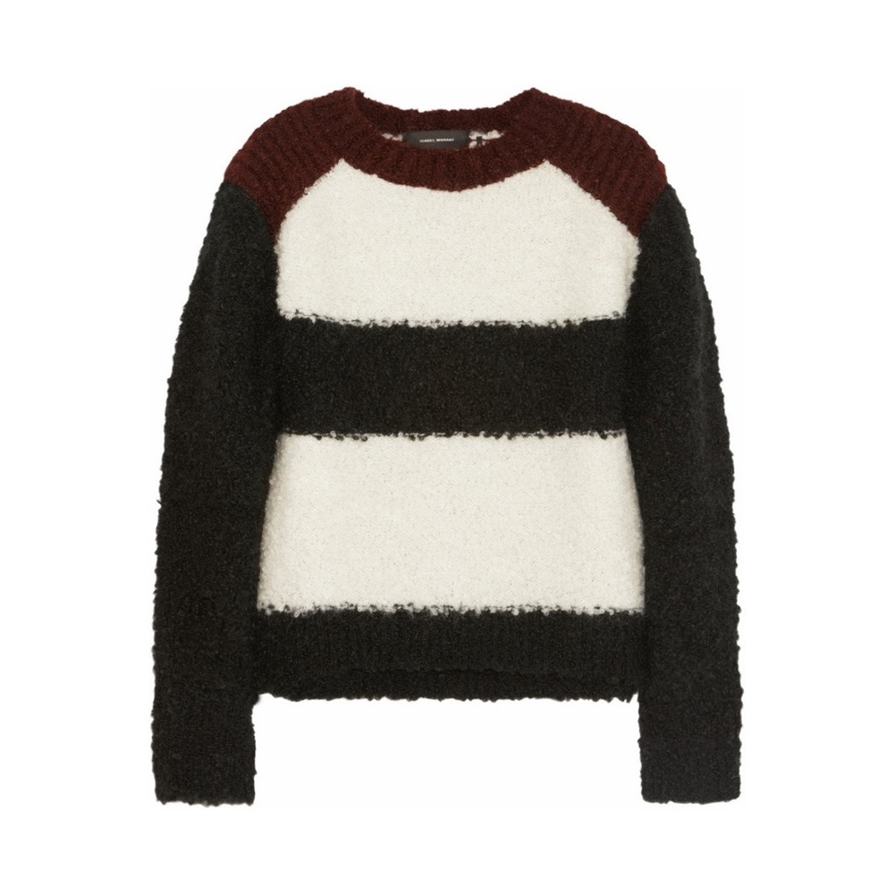 Isabel Marant Owel Colour Block Knit Sweater Ecru & Bottle Green Size US 34 - Picture 6 of 15